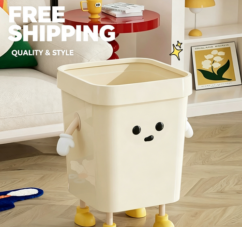 Premium Tapered Smart Trash Can - Glossy White with Silver Accent