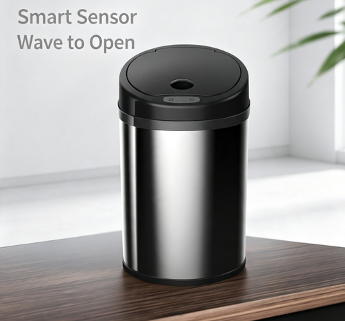 Slim Oval Smart Sensor Trash Can - Frost White