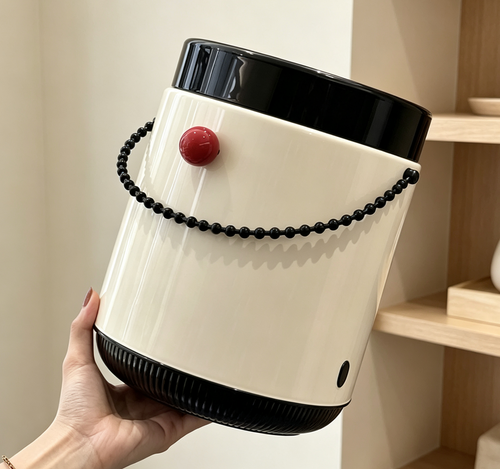 Modern Two-Tone Smart Trash Can - Ivory White with Charcoal Lid